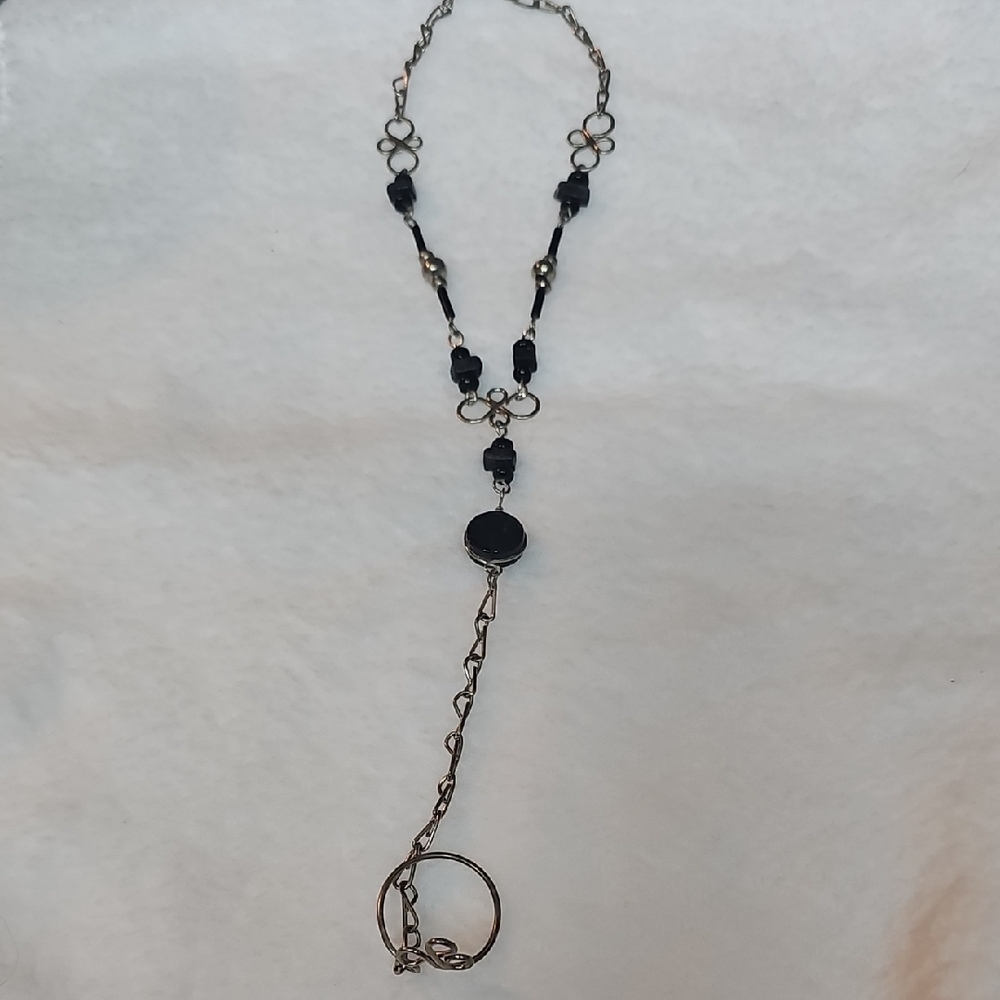 Black Chain Ankle Bracelet with Toe Ring